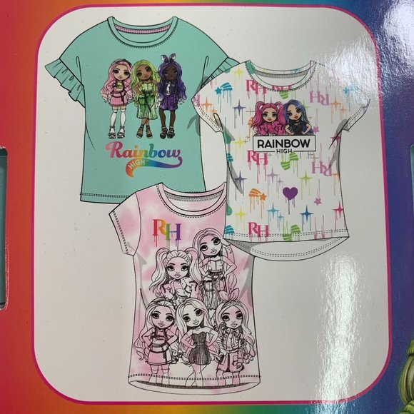 Rainbow High Girls 3-pack Tees 5 /6 Short Sleeve Graphic Print T-Shirts 5 / 6 - Picture 3 of 6